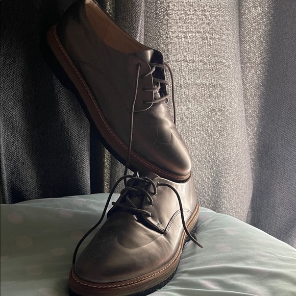Bronze Clark’s Derby leather shoes size 9 - Picture 2 of 4